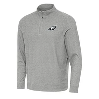 Men's Antigua Heather Gray Philadelphia Eagles Subtle Quarter-Zip Top