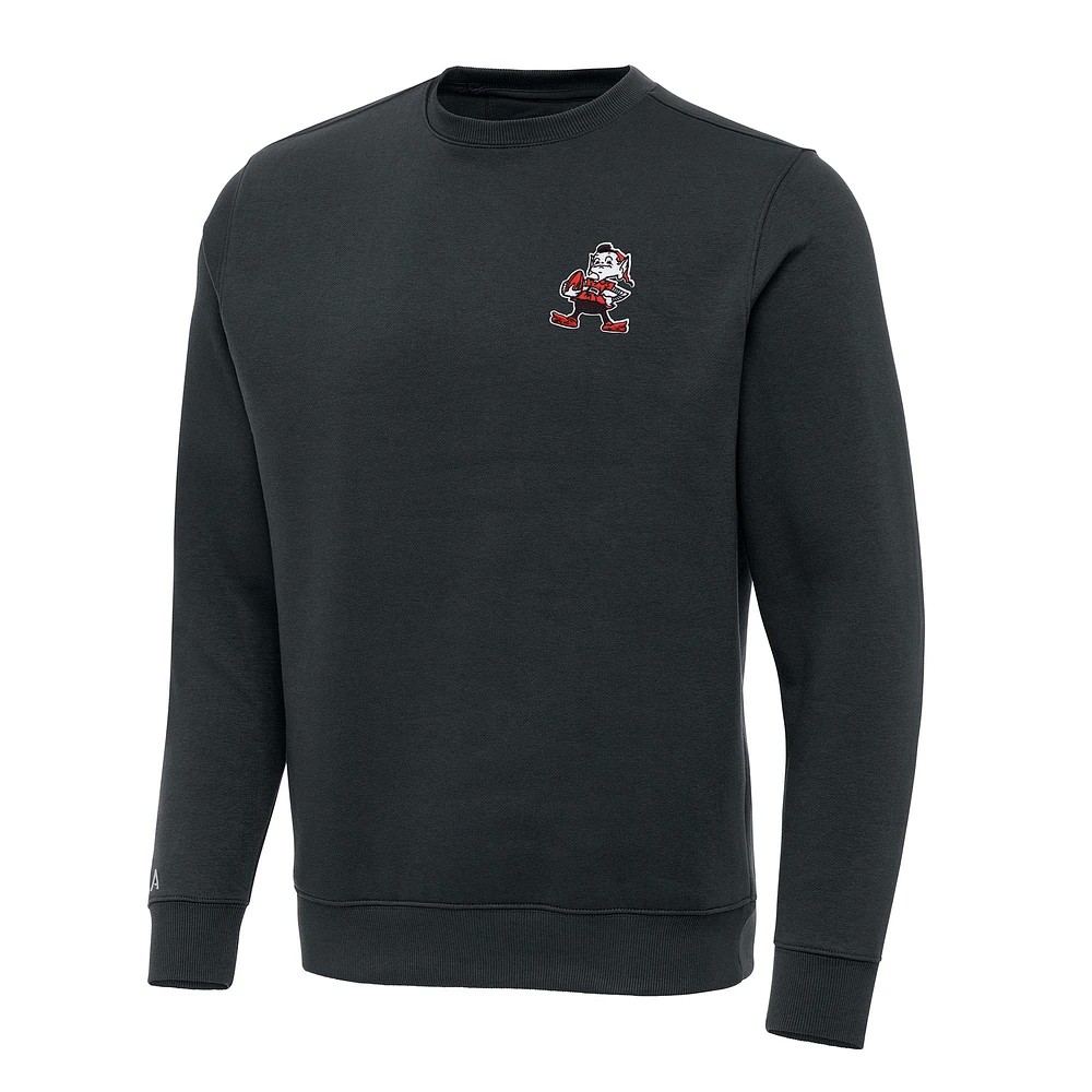 Men's Antigua Charcoal Cleveland Browns Victory Pullover Sweatshirt
