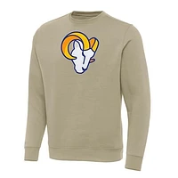 Men's Antigua Khaki Los Angeles Rams Victory Pullover Sweatshirt