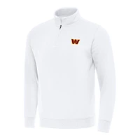 Men's Antigua White Washington Commanders Victory Quarter-Zip Pullover Top