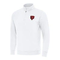 Men's Antigua White Chicago Bears Victory Quarter-Zip Pullover Top