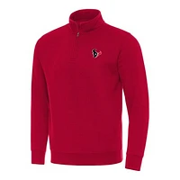 Men's Antigua Red Houston Texans Victory Quarter-Zip Pullover Top