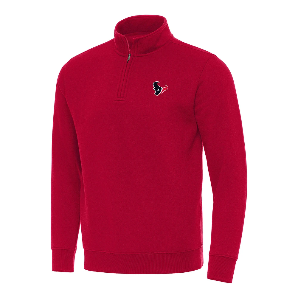 Men's Antigua Red Houston Texans Victory Quarter-Zip Pullover Top