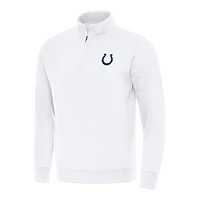 Men's Antigua White Indianapolis Colts Victory Quarter-Zip Pullover Top