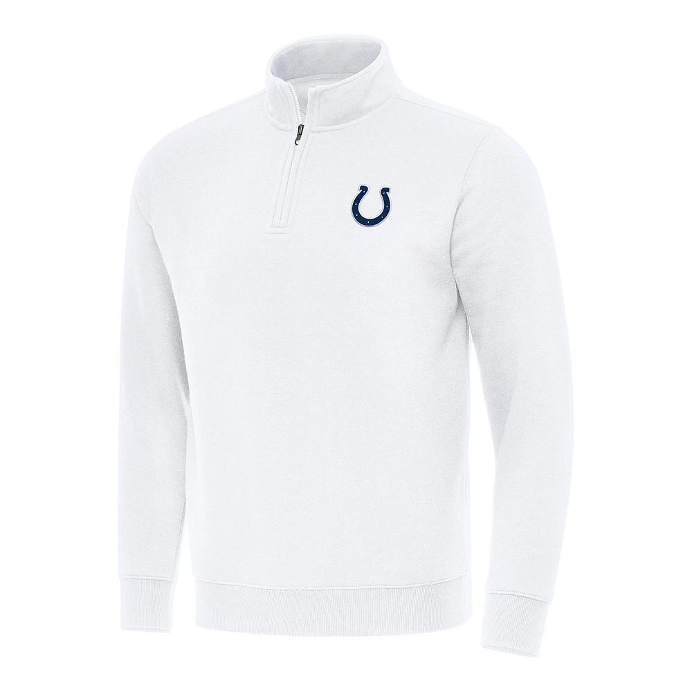 Men's Antigua White Indianapolis Colts Victory Quarter-Zip Pullover Top