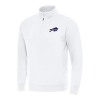 Men's Antigua White Buffalo Bills Victory Quarter-Zip Pullover Top
