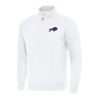 Men's Antigua White Buffalo Bills Victory Quarter-Zip Pullover Top