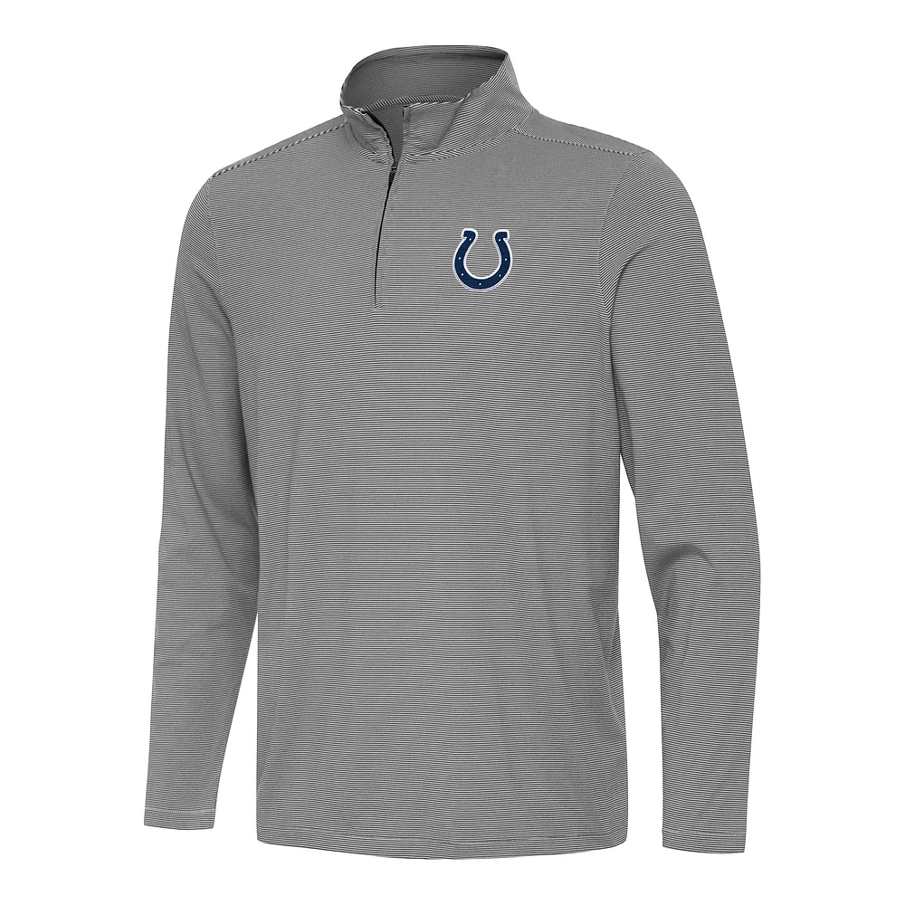 Men's Antigua Black/White Indianapolis Colts Twine Quarter-Zip Jacket