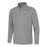 Men's Antigua  Black/White Minnesota Vikings Twine Quarter-Zip Jacket