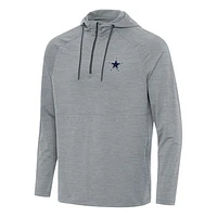 Men's Antigua  Heather Gray Dallas Cowboys Spikes Quarter-Zip Pullover Hoodie