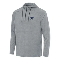 Men's Antigua  Heather Gray Dallas Cowboys Spikes Quarter-Zip Pullover Hoodie