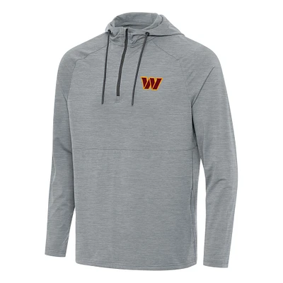 Men's Antigua  Heather Gray Washington Commanders Spikes Quarter-Zip Pullover Hoodie