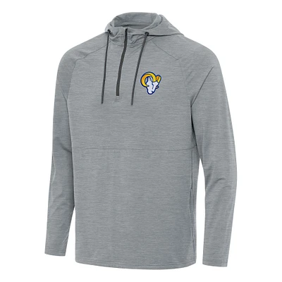Men's Antigua  Heather Gray Los Angeles Rams Spikes Quarter-Zip Pullover Hoodie