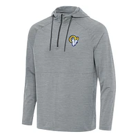 Men's Antigua  Heather Gray Los Angeles Rams Spikes Quarter-Zip Pullover Hoodie