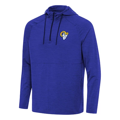 Men's Antigua  Heather Royal Los Angeles Rams Spikes Quarter-Zip Pullover Hoodie