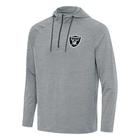 Men's Antigua  Heather Gray Las Vegas Raiders Spikes Quarter-Zip Pullover Hoodie