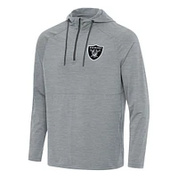 Men's Antigua  Heather Gray Las Vegas Raiders Spikes Quarter-Zip Pullover Hoodie