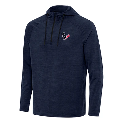 Men's Antigua  Heather Navy Houston Texans Spikes Quarter-Zip Pullover Hoodie