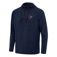 Men's Antigua  Heather Navy Houston Texans Spikes Quarter-Zip Pullover Hoodie