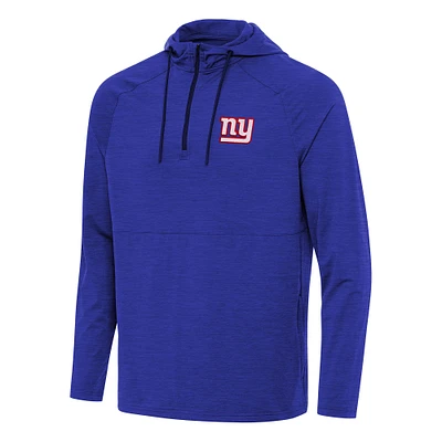Men's Antigua  Heather Royal New York Giants Spikes Quarter-Zip Pullover Hoodie