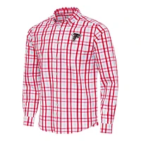 Men's Antigua /Gray Atlanta Falcons Tending Woven Tri-Blend Long Sleeve Button-Down Shirt