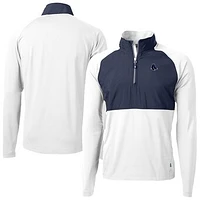 Men's Cutter & Buck White Boston Red Sox Adapt Eco Hybrid Raglan DryTec Quarter-Zip Jacket