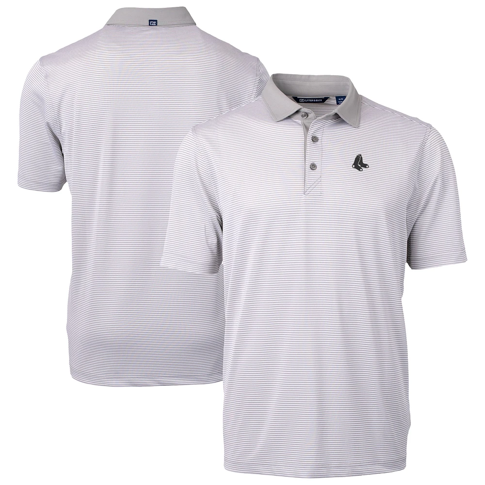 Men's Cutter & Buck /Gray Boston Red Sox Virtue Eco Pique Micro Stripe Recycled DryTec Polo
