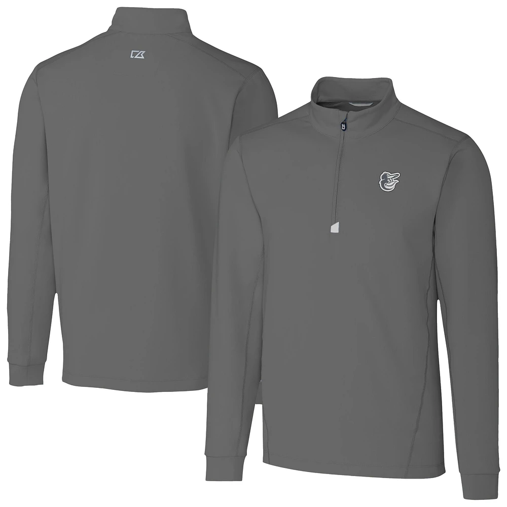 Men's Cutter & Buck Baltimore Orioles Traverse Eco Tri-Blend DryTec Quarter-Zip Jacket