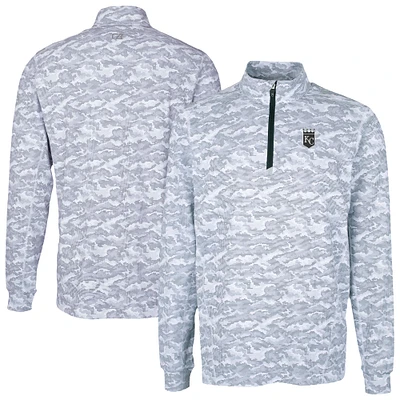 Men's Cutter & Buck Charcoal Kansas City Royals Traverse Eco Camo Tri-Blend DryTec Quarter-Zip Jacket