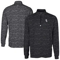 Men's Cutter & Buck Black Chicago White Sox Traverse Eco Camo Tri-Blend DryTec Quarter-Zip Jacket