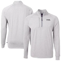 Men's Cutter & Buck Heather Gray Atlanta Braves Adapt Eco Raglan Quarter-Zip Jacket