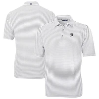 Men's Cutter & Buck /White Detroit Tigers Virtue Eco Pique Stripe Recycled Polo