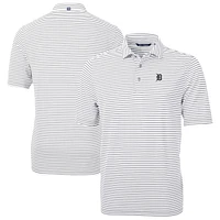 Men's Cutter & Buck /White Detroit Tigers Virtue Eco Pique Stripe Recycled Polo