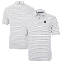 Men's Cutter & Buck /White Kansas City Royals Virtue Eco Pique Stripe Recycled Polo