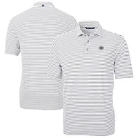 Men's Cutter & Buck /White Cincinnati Reds Virtue Eco Pique Stripe Recycled Polo