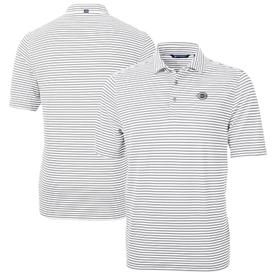 Men's Cutter & Buck /White Cincinnati Reds Virtue Eco Pique Stripe Recycled Polo