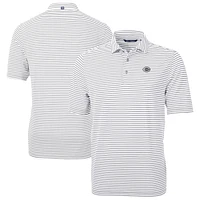 Men's Cutter & Buck /White Cincinnati Reds Virtue Eco Pique Stripe Recycled Polo