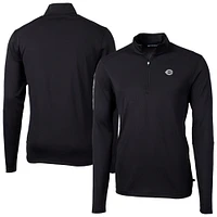Men's Cutter & Buck Black Cincinnati Reds Virtue Eco Pique Quarter-Zip Jacket