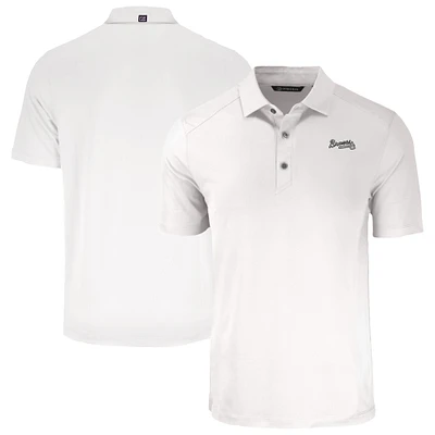 Men's Cutter & Buck White Atlanta Braves Forge Eco Stretch Recycled Polo