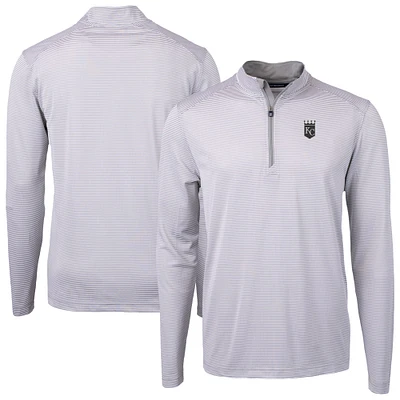 Men's Cutter & Buck Kansas City Royals Virtue Eco Pique Micro Stripe Quarter-Zip Jacket
