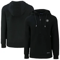 Men's Cutter & Buck Black Chicago Cubs Roam Eco Recycled Half-Zip Pullover Hoodie
