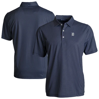 Men's Cutter & Buck Navy/White Detroit Tigers Pike Eco Symmetry Print Stretch Recycled Polo