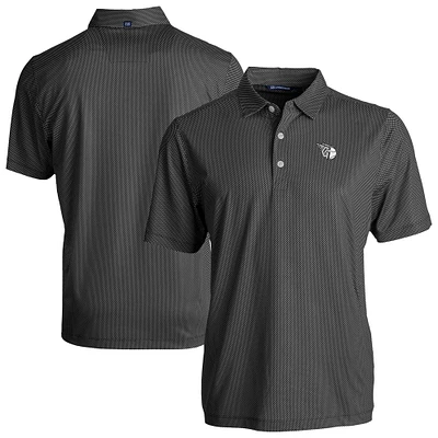 Men's Cutter & Buck Black/White Cleveland Guardians Pike Eco Symmetry Print Stretch Recycled Polo