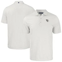 Men's Cutter & Buck White/Gray Cleveland Guardians Pike Eco Symmetry Print Stretch Recycled Polo