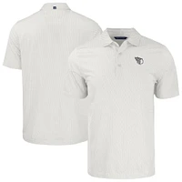 Men's Cutter & Buck White/Gray Cleveland Guardians Pike Eco Symmetry Print Stretch Recycled Polo