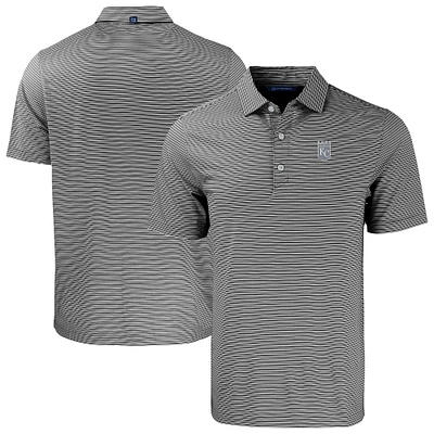 Men's Cutter & Buck Black/White Kansas City Royals Forge Eco Double Stripe Stretch Recycled Polo