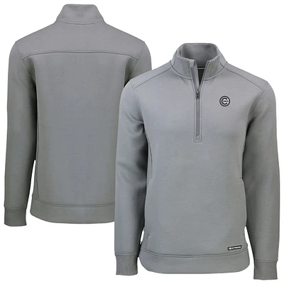 Men's Cutter & Buck Gray Chicago Cubs Roam Eco Quarter-Zip Jacket