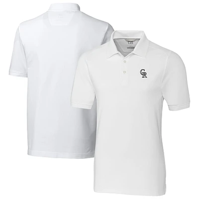 Men's Cutter & Buck White Colorado Rockies DryTec Advantage Tri-Blend Pique Polo