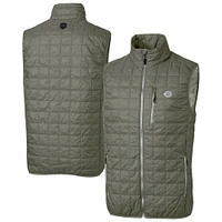 Men's Cutter & Buck Pewter Cincinnati Reds Rainier PrimaLoft® Eco Insulated Full-Zip Puffer Vest
