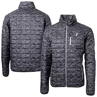 Men's Cutter & Buck Black Baltimore Orioles Rainier PrimaLoft® Eco Insulated Printed Full-Zip Hoodie Puffer Jacket